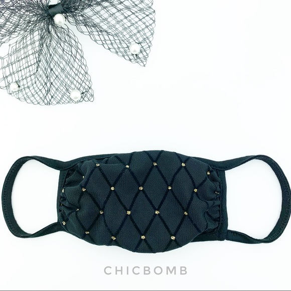 EMBELLISHED FASHION MASK- 2 LAYERED MADE IN USA - Picture 2 of 8